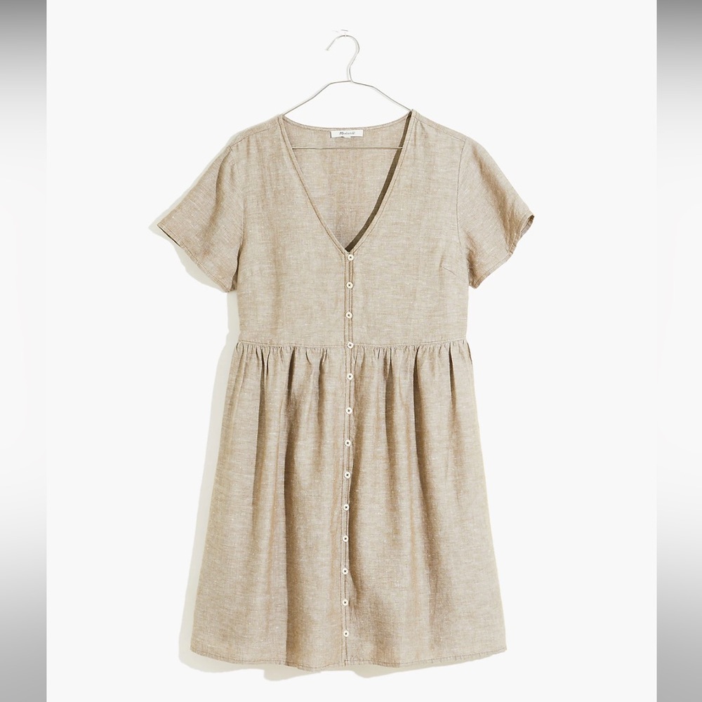 Madewell Linen-Blend Alexandra Button-Front Mini Dress